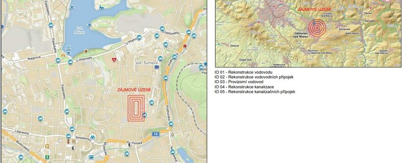 Jablonec n. N., Podzimní, Skelná - rekonstrukce kanalizace a vodovodu