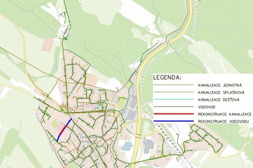 Hodkovice n.M., J. A. Komenského - rekonstrukce vodovodu a kanalizace