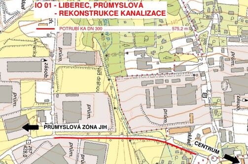 Liberec, Průmyslová - rekonstrukce kanalizace