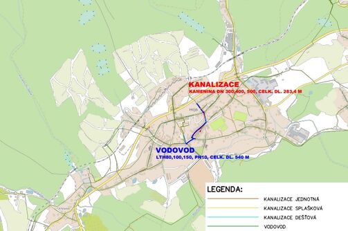 Hrob, Mírové nám. - rekonstrukce vodovodu a kanalizace