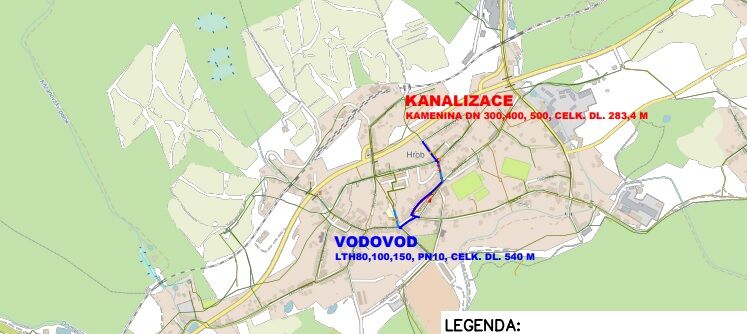 Hrob, Mírové nám. - rekonstrukce vodovodu a kanalizace