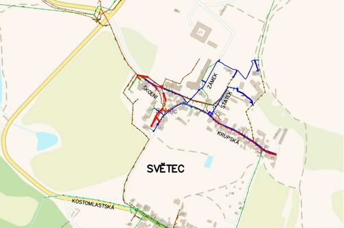 Světec, Krupská, Školní, Zámek - rekonstrukce vodovodu a kanalizace