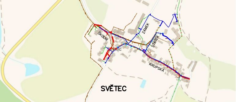 Světec, Krupská, Školní, Zámek - rekonstrukce vodovodu a kanalizace