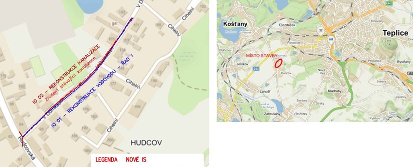 Teplice, Hudcov, V domkách – rekonstrukce kanalizace a vodovodu