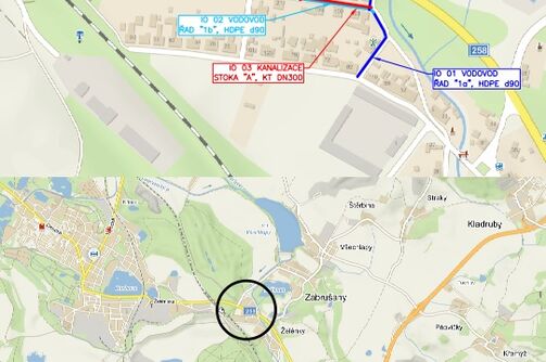 Zabrušany, Želénky, u potoka – rekonstrukce vodovodu a kanalizace