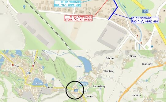Zabrušany, Želénky, u potoka – rekonstrukce vodovodu a kanalizace