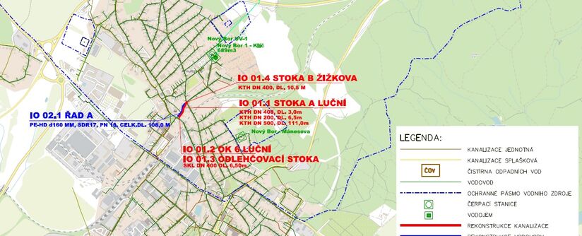 Nový Bor, Luční II. – rekonstrukce vodovodu a kanalizace