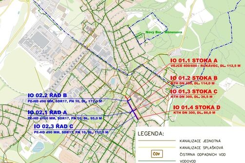 Nový Bor, Špálova, Palackého – rekonstrukce kanalizace a vodovodu