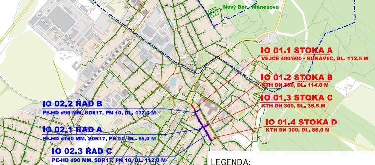 Nový Bor, Špálova, Palackého – rekonstrukce kanalizace a vodovodu