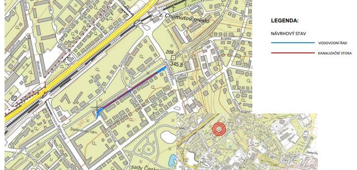 Chomutov, Vilová - rekonstrukce vodovodu a kanalizace 