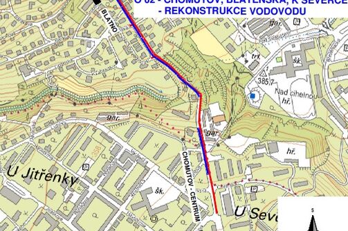 Chomutov, Blatenská, k Severce - rekonstrukce kanalizace a vodovodu 