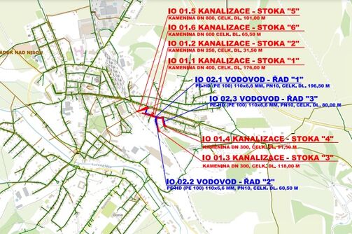 Hrádek n.N., Grabštejnská, Liberecká - sídliště - rekonstrukce kanalizace a vodovodu 