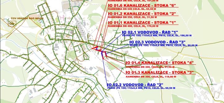Hrádek n.N., Grabštejnská, Liberecká - sídliště - rekonstrukce kanalizace a vodovodu