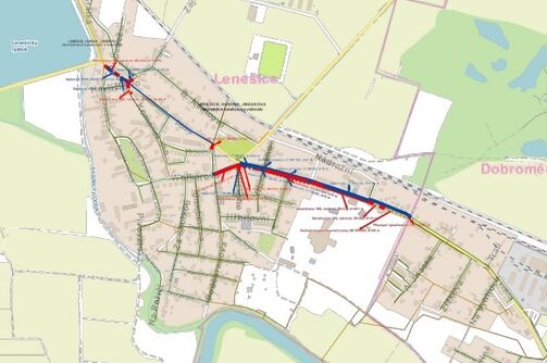 Lenešice, Husova, Jiráskova - rekonstrukce kanalizace a vodovodu