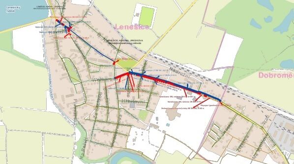 Lenešice, Husova, Jiráskova - rekonstrukce kanalizace a vodovodu