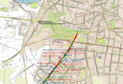 Žatec, Husova - rekonstrukce kanalizace a vodovodu