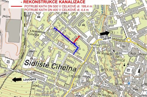 Litoměřice, Dobrovského, Šafaříkova – rekonstrukce vodovodu a kanalizace