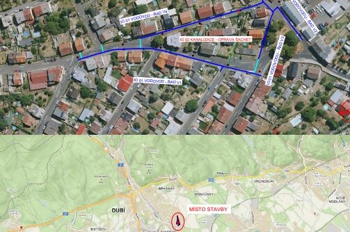 Dubí, B. Němcové, 5. května - rekonstrukce vodovodu a kanalizace