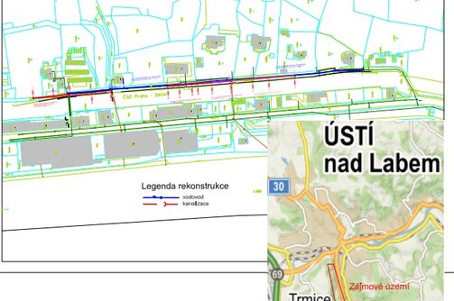 Ústí n.L., Čajkovského - rekonstrukce kanalizace a vodovodu 