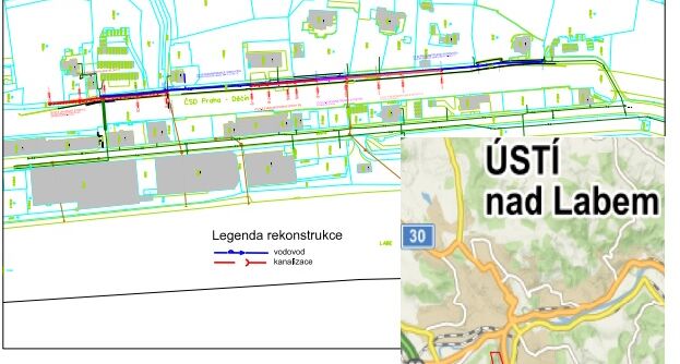 Ústí n.L., Čajkovského - rekonstrukce kanalizace a vodovodu 