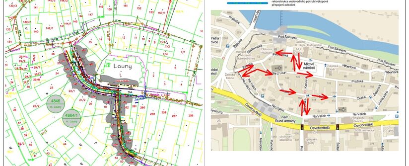 Louny, Beneše z Loun, Česká - rekonstrukce kanalizace a vodovodu