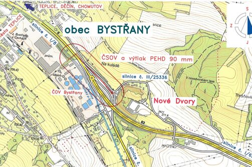 Bystřany, Nové Dvory - odstranění kanalizační výusti TP17