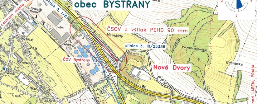 Bystřany, Nové Dvory - odstranění kanalizační výusti TP17