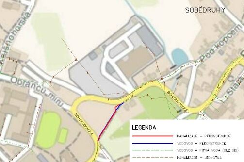 Teplice, Bohosudovská, v serpentině - rekonstrukce vodovodu a kanalizace