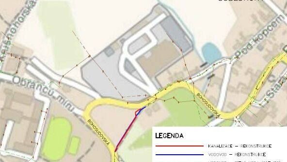 Teplice, Bohosudovská, v serpentině - rekonstrukce vodovodu a kanalizace