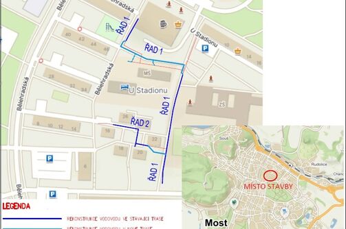 Most, Bělehradská, u školky – rekonstrukce vodovodu