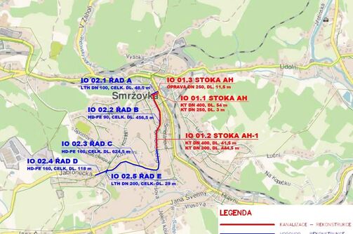 Smržovka, Komenského – rekonstrukce kanalizace a vodovodu