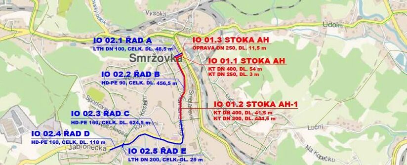 Smržovka, Komenského – rekonstrukce kanalizace a vodovodu