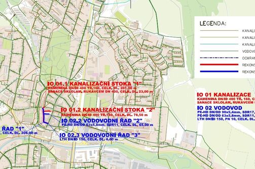 Česká Lípa, Škroupovo náměstí - rekonstrukce kanalizace a vodovodu