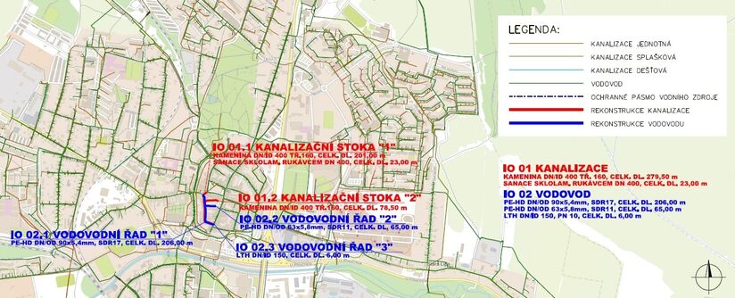 Česká Lípa, Škroupovo náměstí - rekonstrukce kanalizace a vodovodu