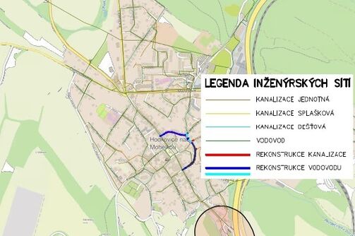 Hodkovice n.M., Dlouhý kopec, Poštovská - rekonstrukce kanalizace a vodovodu