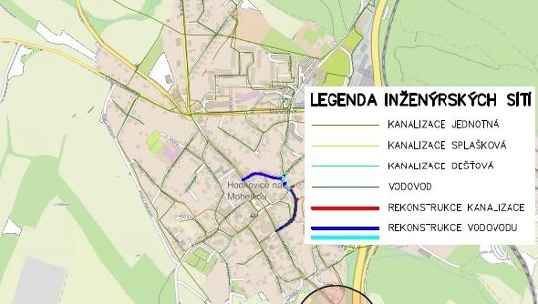 Hodkovice n.M., Dlouhý kopec, Poštovská - rekonstrukce kanalizace a vodovodu
