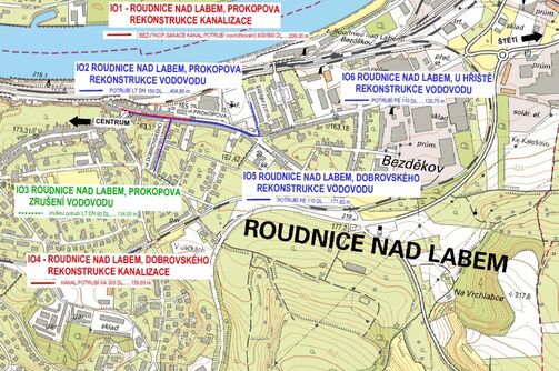 Roudnice n.L., Prokopova, Dobrovského, U Hřiště - rekonstrukce kanalizace a vodovodu
