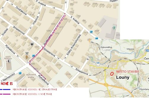 Louny, Pudlovská - rekonstrukce kanalizace a vodovodu