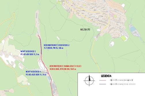 Litvínov, Sokolská - zkapacitnění kanalizace a rekonstrukce vodovodu