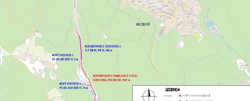 Litvínov, Sokolská - zkapacitnění kanalizace a rekonstrukce vodovodu