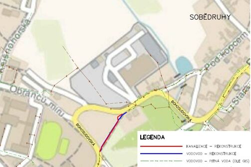 Teplice, Bohosudovská mezi Důlní a K zámečku – rekonstrukce vodovodu