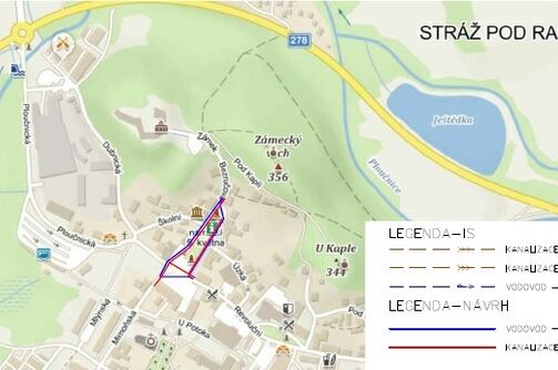 Stráž p. Ralskem, nám. 5 května - rekonstrukce kanalizace a vodovodu