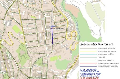 Ústí n.L., E. Krásnohorské II. - rekonstrukce kanalizace a vodovodu