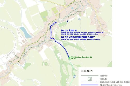 Markvartice, od VDJ Nad OU - rekonstrukce vodovodu