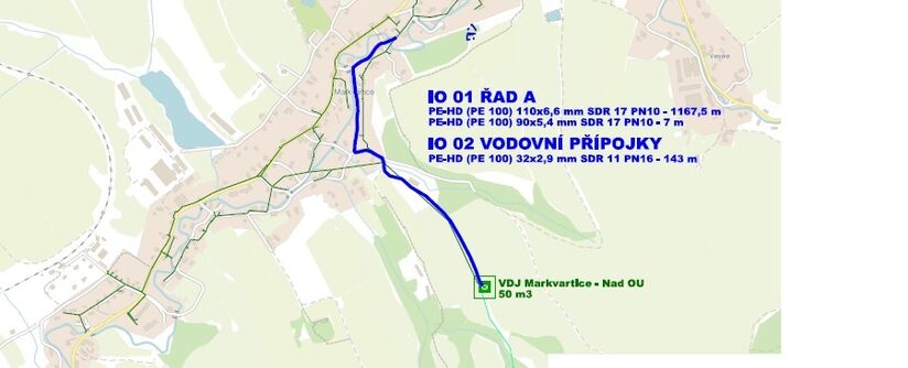 Markvartice, od VDJ Nad OU - rekonstrukce vodovodu